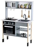 Theo Klein 7199 Miele Küche, Weiße Holzküche inkl. Kochfeld mit Sound-...