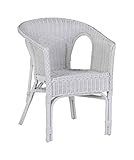 MiaMöbel Armlehnstuhl Rattan 57x75x56 cm Landhausstil Rattan Weiß