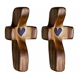 Tiardey 2 Stück Holzkreuze, handgehaltenes Schutzkreuz aus Holz,...