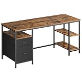 VASAGLE Computertisch, Bürotisch, Schreibtisch, mit 3 Ablagen, 2...