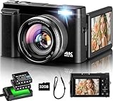 Digitalkamera 4K, 16X Autofokus Digitalzoom Kamera, 48MP 3 Zoll 180°...