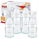 NUK First Choice+ Babyflaschen aus Glas, Starter Set | 0–6 Monate | 4 x...