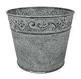zeitzone Zink Blumentopf Vintage-Stil Rund Pflanztopf Zinktopf Landhaus...