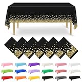 NACHLYNN 6 Stück Einweg Tischdecke 137 x 274 cm Gold und Schwarz...