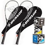 Dunlop Squashset: 2X Squashschläger BIOTEC LITE TI Silver Deluxe + 2X...