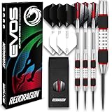 RED DRAGON Evos: 24 Gram Tungsten Dartpfeile Profi Steel Darts Set mit...