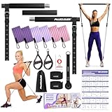 Pilates Stange, Pilates Bar Set mit 3 Paar Widerstandsbänder(20/25/30Lbs),...