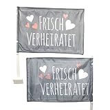 Frau WunderVoll® 2 AUTOFLAGGEN FRISCH VERHEIRATET, für Fahrer- und...