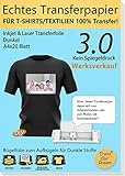 TransOurDream Echte Inkjet/Laser Transferfolie,Bügelfolie für Dunkle...