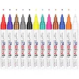 JIANTA Permanent Marker Wasserfeste Lackstifte, 12 Farben Permanentmarker...