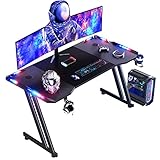 HLONONE 120 x 60cm Gaming Tisch, Gaming Schreibtisch mit LED, PC Tisch...