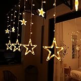 12 Sterne LED Lichterkette, Lichtervorhang weihnachtslichter Sternenvorhang...
