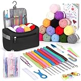 Coopay Tragbar Häkelset für Anfänger, Häkelnadel Set mit 15 Wolle,...