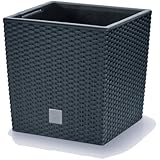 Prosperplast quadratisch Blumentopf in Rattan-Optik Rato Serie anthrazit...