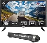 Reflexion 24 Zoll Fernseher mit Soundbar - 12V KFZ-Adapter für Wohnmobile...