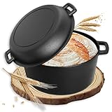 NSIRONS 26cm Gusseisen Topf Brot Backen, Brotbackform mit Deckel, 2 in 1...