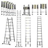 Lucn Teleskopleiter, 5 m (2,5 + 2,5 m), Aluminium, 150 kg Kapazität, EN131...