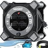 MASKO® Kabeltrommel 20m | Verlängerungskabel mit Schutzkontaktsteckdosen...