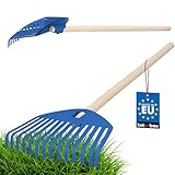 KOTARBAU® Laubharke Kinder - Laubbesen Kinder - 20 cm - mit Holzstiel 70...