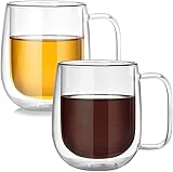 Kaffeetassen aus Glas, Teegläser Doppelwandig 2 x 350 ml Teegläser mit...