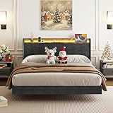 IRONCK Polsterbett 160x200 cm, Bett 160x200 mit LED-Beleuchtung und...