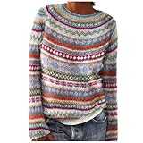 Norweger Pullover Damen Wolle, Winterpullover Damen Warm Elegant Winter...