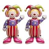 2 Stück Clown Folienballon Stehend, XXL 120cm Zirkus Clowns Ballon...
