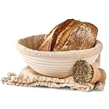 Gärkorb zum Brotbacken - Aus nachhaltigem Rattan - Rund - 25cm - Set inkl....