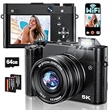 Digitalkamera Optischer Zoom 6X, 5K 64MP Kamera Fotokamera mit WLAN,...