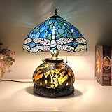 BOTOWI Libelle Lampe Tiffany Stil Tischlampe Buntglas Lampe Schlafzimmer...