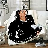 SDFWEWQ Sherpa Flanell Decke Weiß 130x150 cm Michael Jackson Bedruckte...