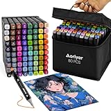 Alkohol Marker Dual Brush Filzstifte - 80 Farben Graffiti Stifte Permanent...