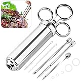 EXTSUD 60ml BBQ Bratenspritze mit 3 Nadeln,in Edelstahl 304 für Alle Teile...