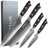 BFYLIN Messer Set, 4 Teiliges Küchenmesser set, Damastmesser Kochmesser,...