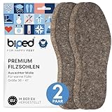 biped 2 Paar Filz Einlegesohlen aus reiner Wolle - Wärmende Schuheinlagen...