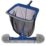 POOLAZA Pool Reinigungsset, feinmaschiges Pool Kescher Netz & Poolbürste...