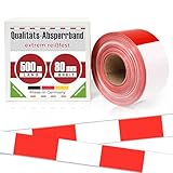 Absperrband 500m x 80 mm Flatterband rot weiß Baustelle Feuerwehr Polizei...