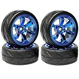 KINGCOO RC Auto Reifen und Räder Set, 4Stück 64mm Gummireifen und 6...