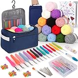 Coopay 73 Stück Häkelset für Anfänger, Tragbar Häkelnadel Set mit 15...