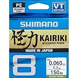 SHIMANO Kairiki 8, 150 Meter, grüne Mantis, 0,130 mm/8,2 kg, geflochtene...