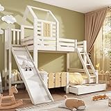 Kinderbett Etagenbett 90x200&140x200 cm, Hochbett Hausbett mit...