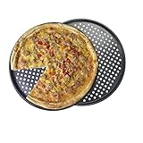 Monfish Pizzablech 36cm rund und gelocht, 2er Set, perforierte antihaft...