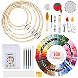 MAKEASY 205 PCS Stickerei Set,Stickerei Starter Kit, 100 Farbfäden, 40...