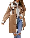 Feziakuk Damen Mantel Flanell Dufflecoat Lässiges Revers Kariert Jacke...