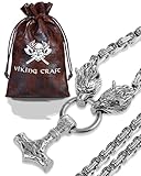 VIKING CRAFT Thors Hammer Halskette Herren Edelstahl - 60cm Wikinger...