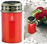 PEARL Grableuchte: Solar-LED-Grablicht mit Dauerlicht, rot (LED Grablicht...