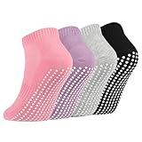 Newofview 4 Paar Stoppersocken für Damen Herren, Yoga Socken...