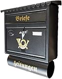 Naturholz-Schreinermeister XXL Briefkasten Anthrazit mit Zeitungsrolle...