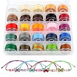 Gewachste Schnur, 25 Rollen Gewachster Faden, Wachsschnur 0,55mm x 10m,...