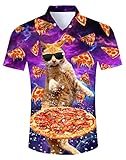 RAISEVERN Hemden Galaxie Herren Männer Hässliche 3D Lustige Pancake Kat...